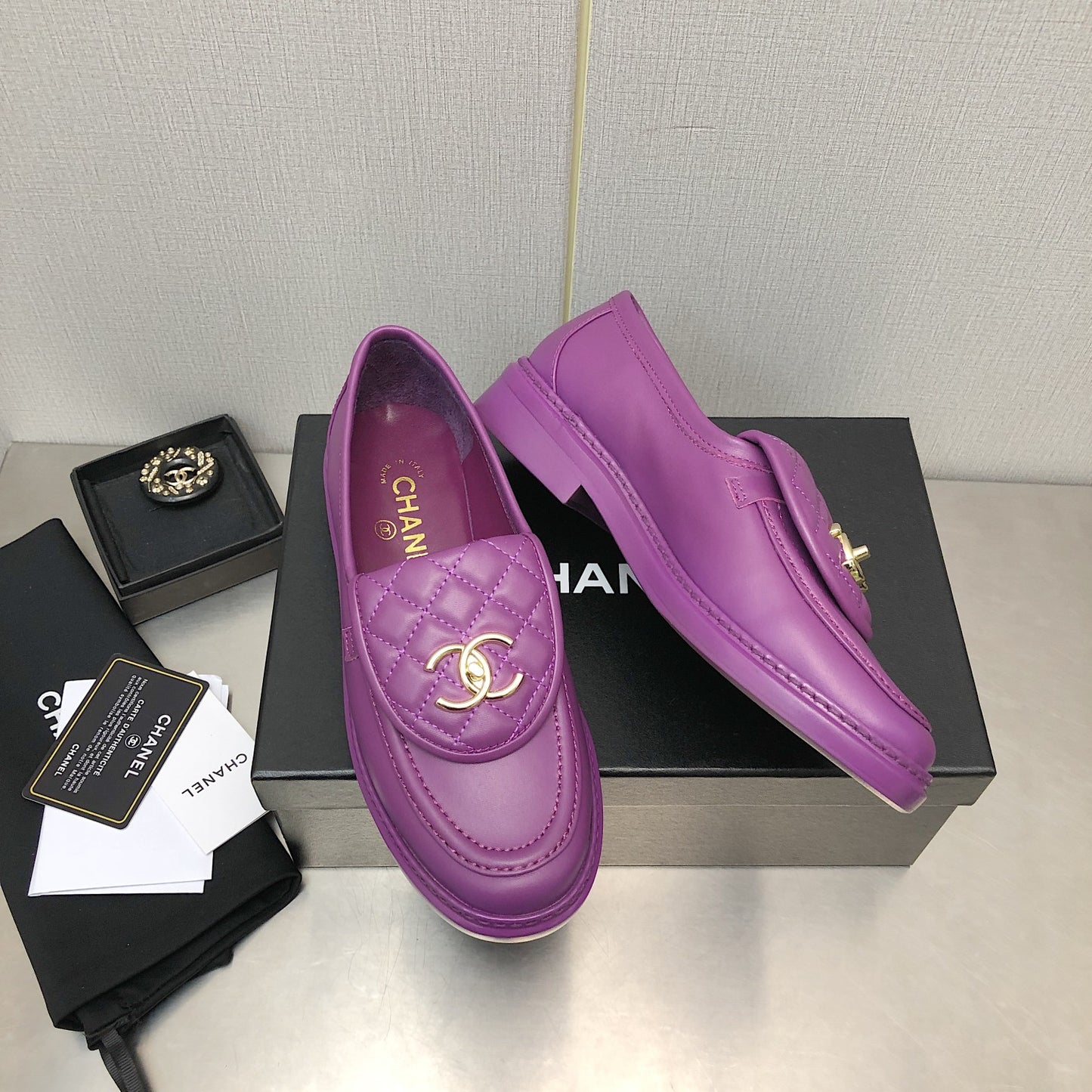小香家-2022走秀款 菱格平底福樂鞋 紫色