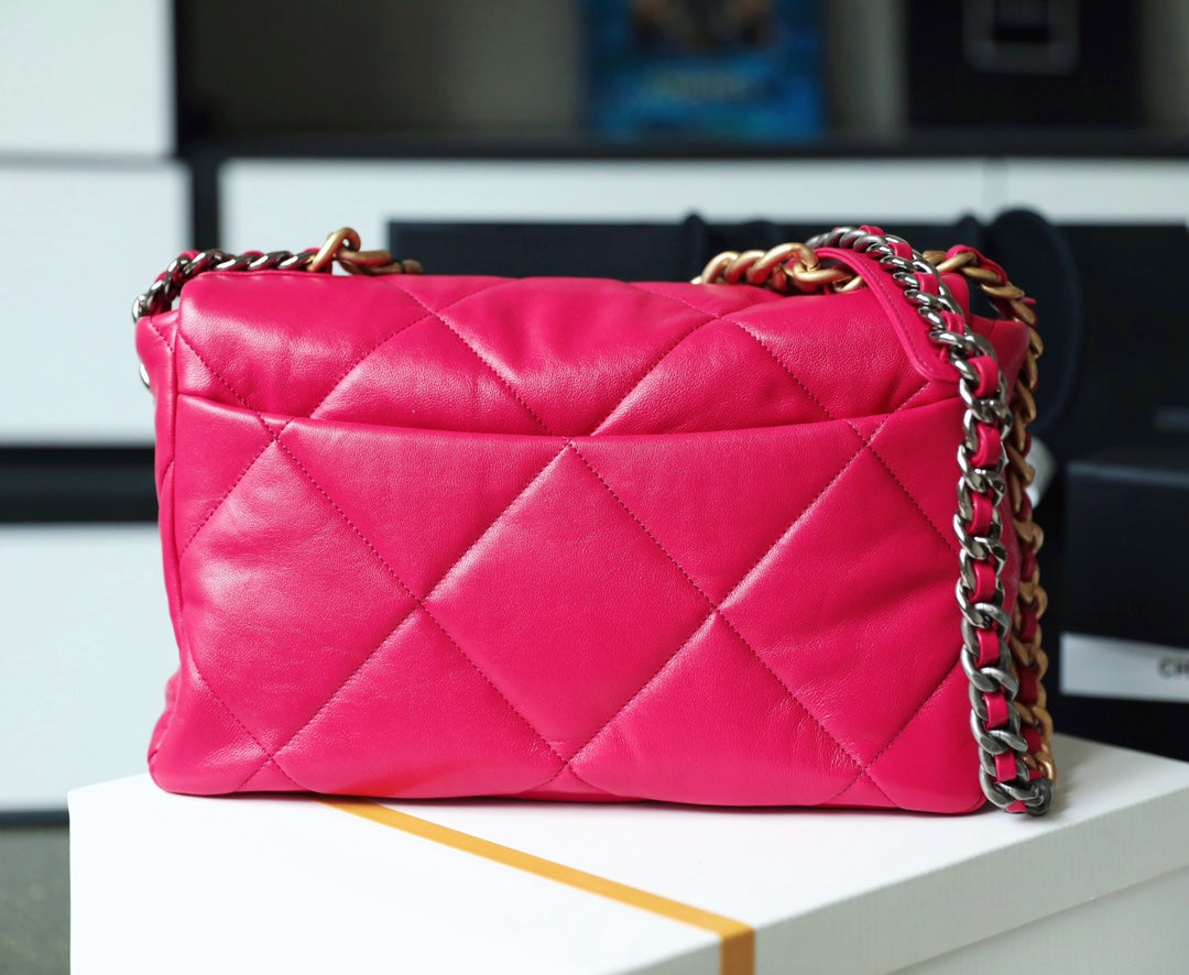 Chanel 19Bag-中號桃紅色