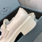 Prada鞋-Prada Loafers 亮皮三角銀字logo 厚底樂福鞋（白色）