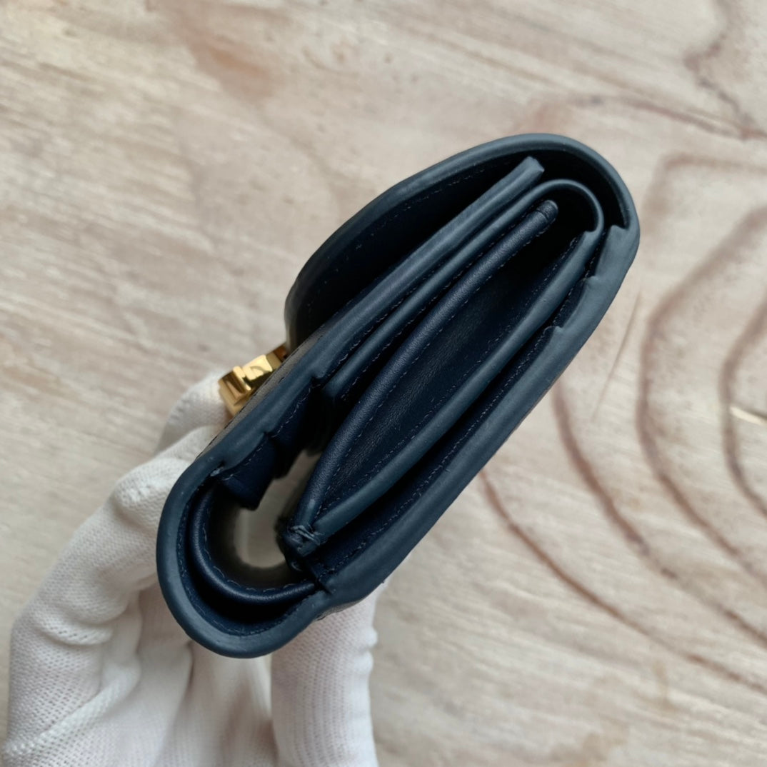 Celine 織物和牛皮革小號翻蓋錢包