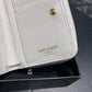 YSL 拉鍊短夾 白色金扣