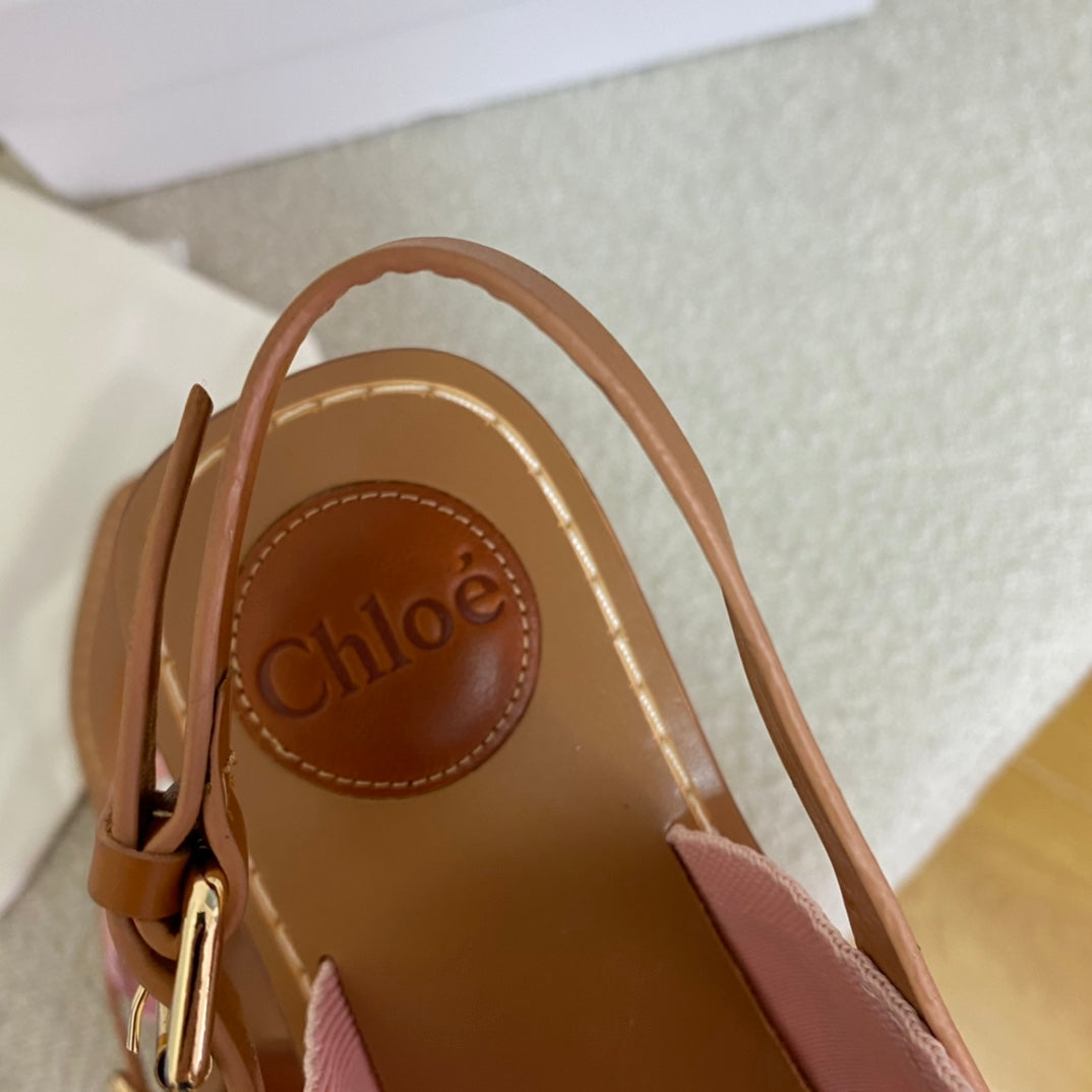 Chloe鞋-Chloe Woody Logo 涼鞋（粉）