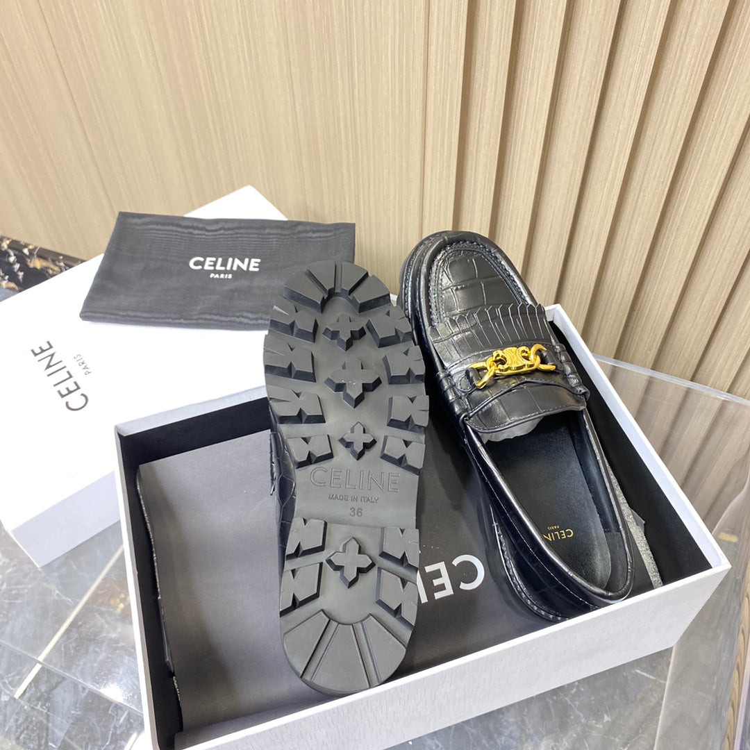 賽C家-鱷魚紋厚底福樂鞋