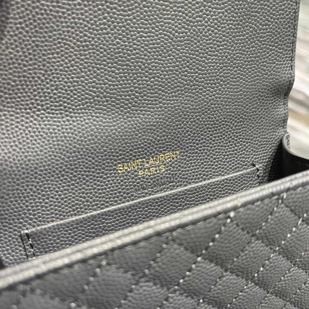YSL 新品短夾 藍灰色金扣