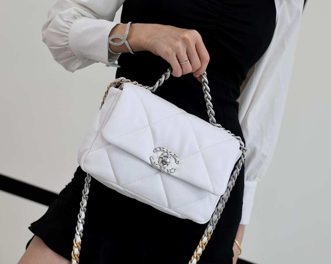 小香家-19Bag 白色銀扣 小號