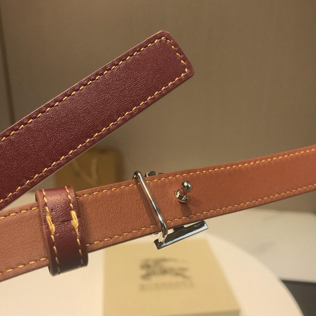 巴B家-咖色銀扣皮帶-2.0cm