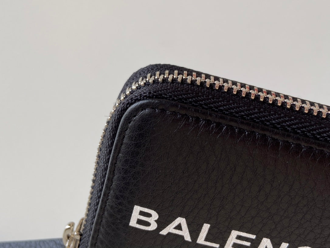 Balenciaga 拉鍊零錢包-荔枝牛皮
