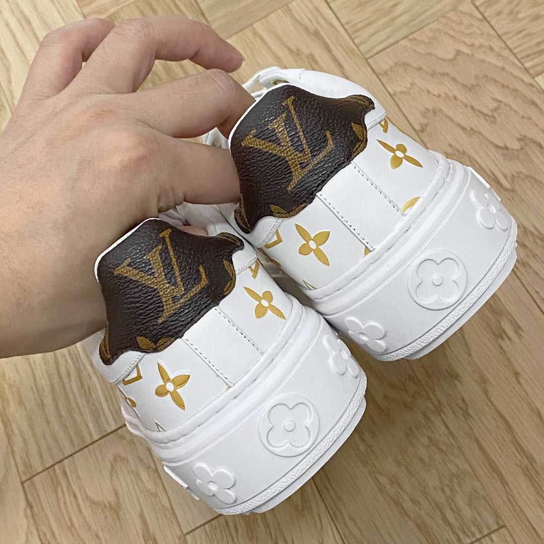 LV鞋-LV Time Out 厚底小白鞋（金色）