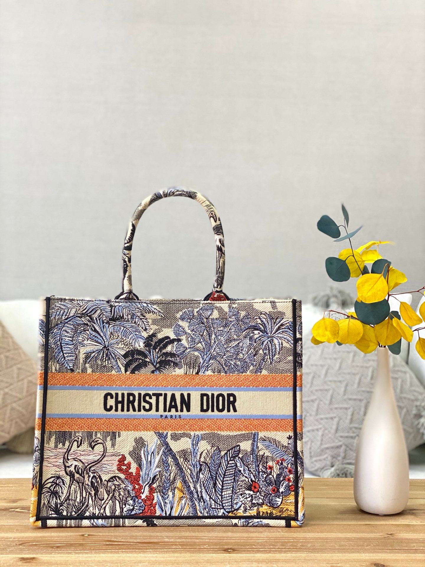 Dior Book Tote-大號41.5cm-藍椰子樹