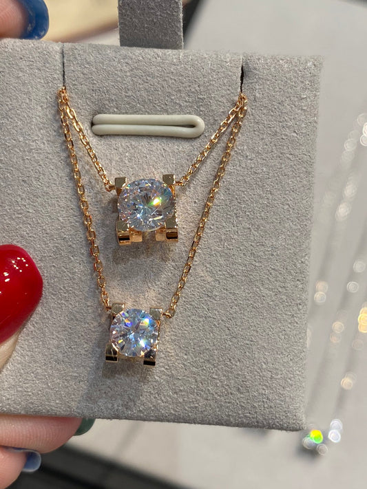Cartier 牛角鑽石項鍊-60分/一克拉