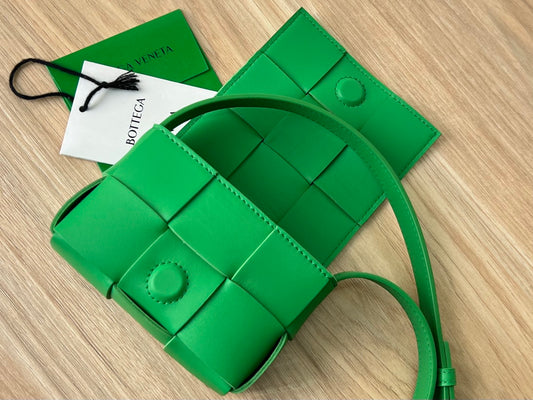 B編織-羊皮方格 Mini cassette Bag 迷你編織包 12x8x4cm