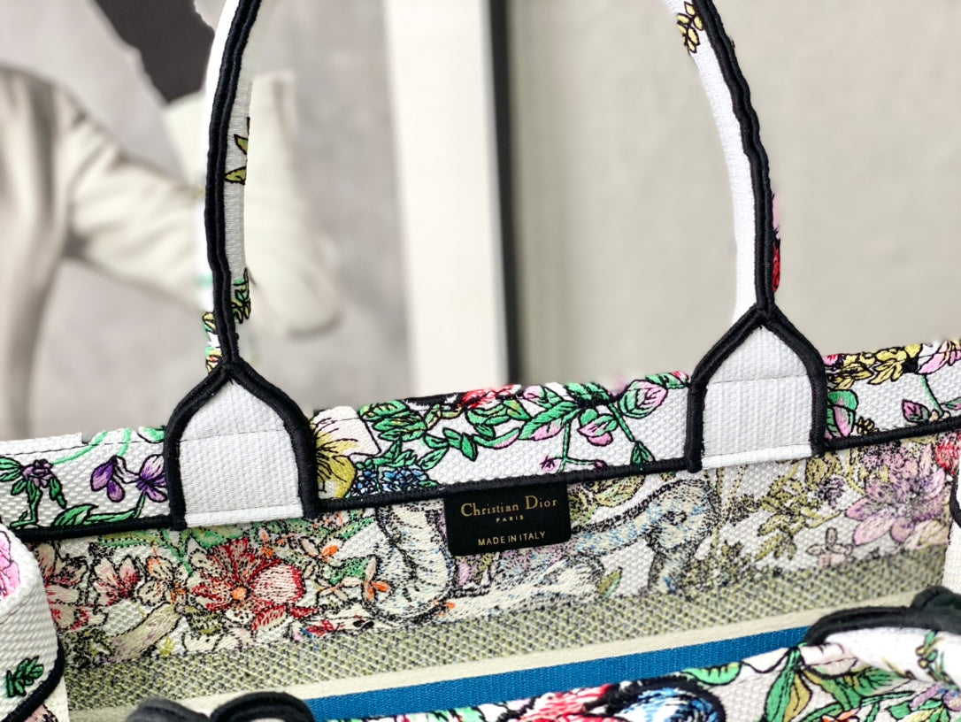 迪D家 Book Tote-中號36.5cm-白花