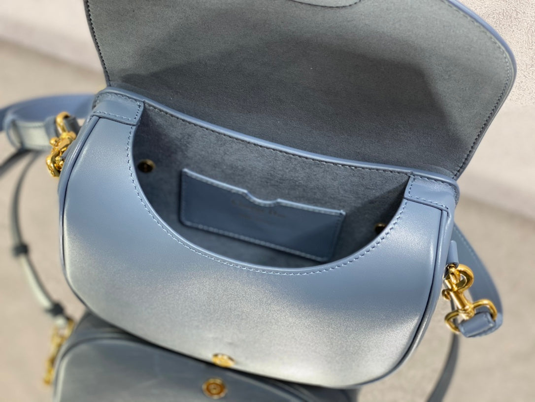 Dior Bobby-中號22cm-復古藍牛皮
