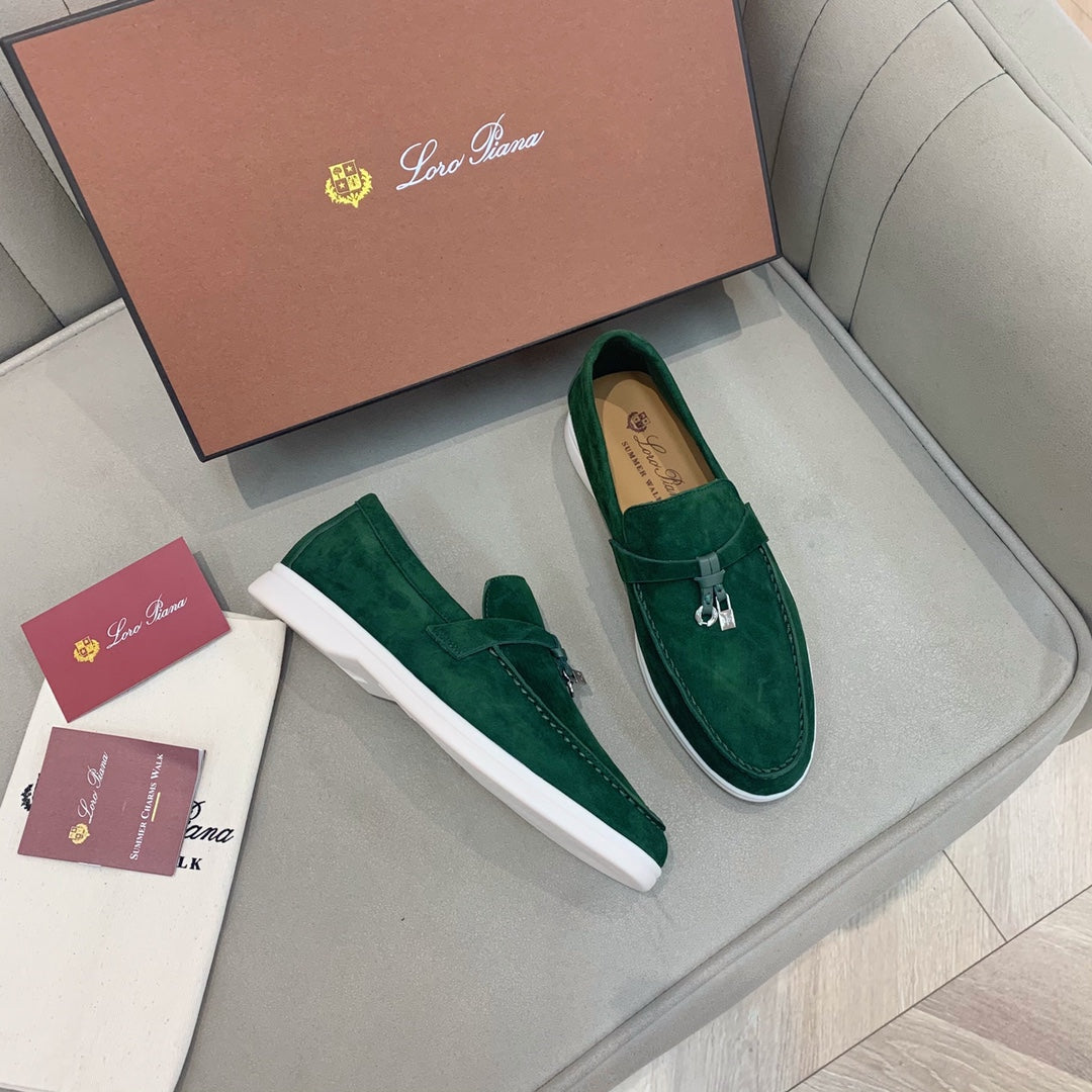 Loro p1ana-羊絨復古平底鞋 綠色