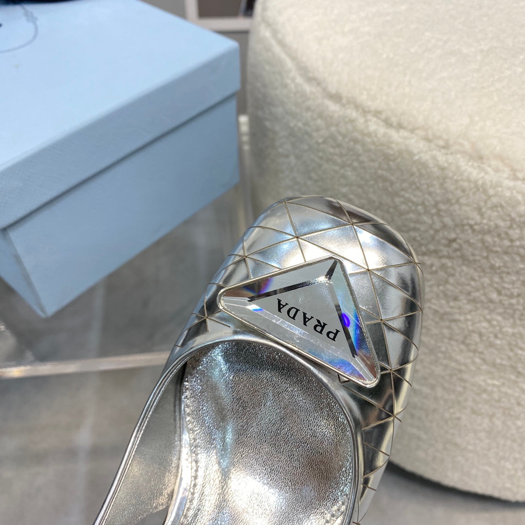 Prada 鞋-Prada 低跟 瑪莉珍鞋（銀）