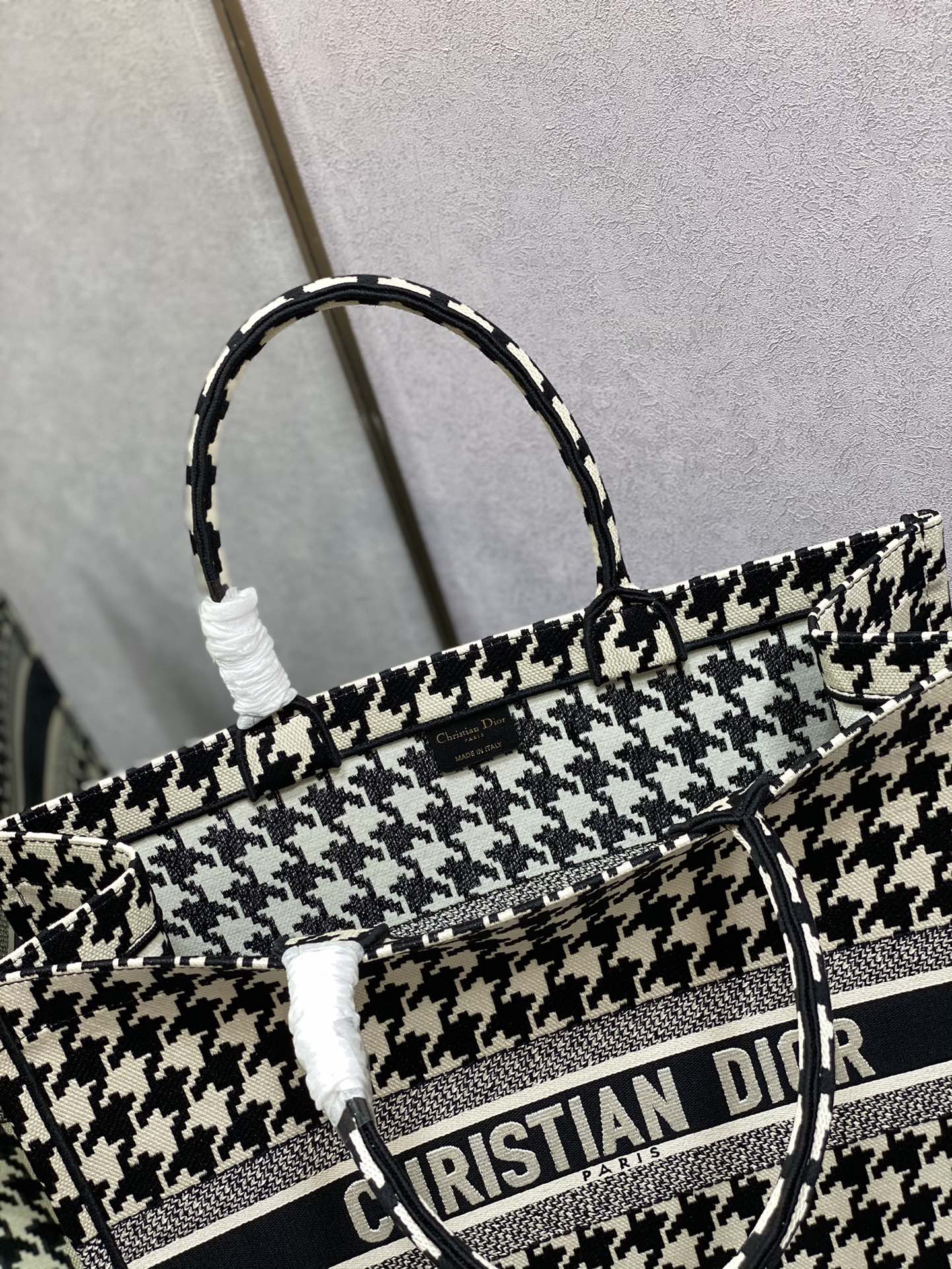 Dior Book Tote-大號41.5cm-黑色千鳥格
