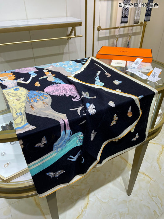 小愛款-動態分享方形圍巾 140*140cm 70%羊絨+30%真絲