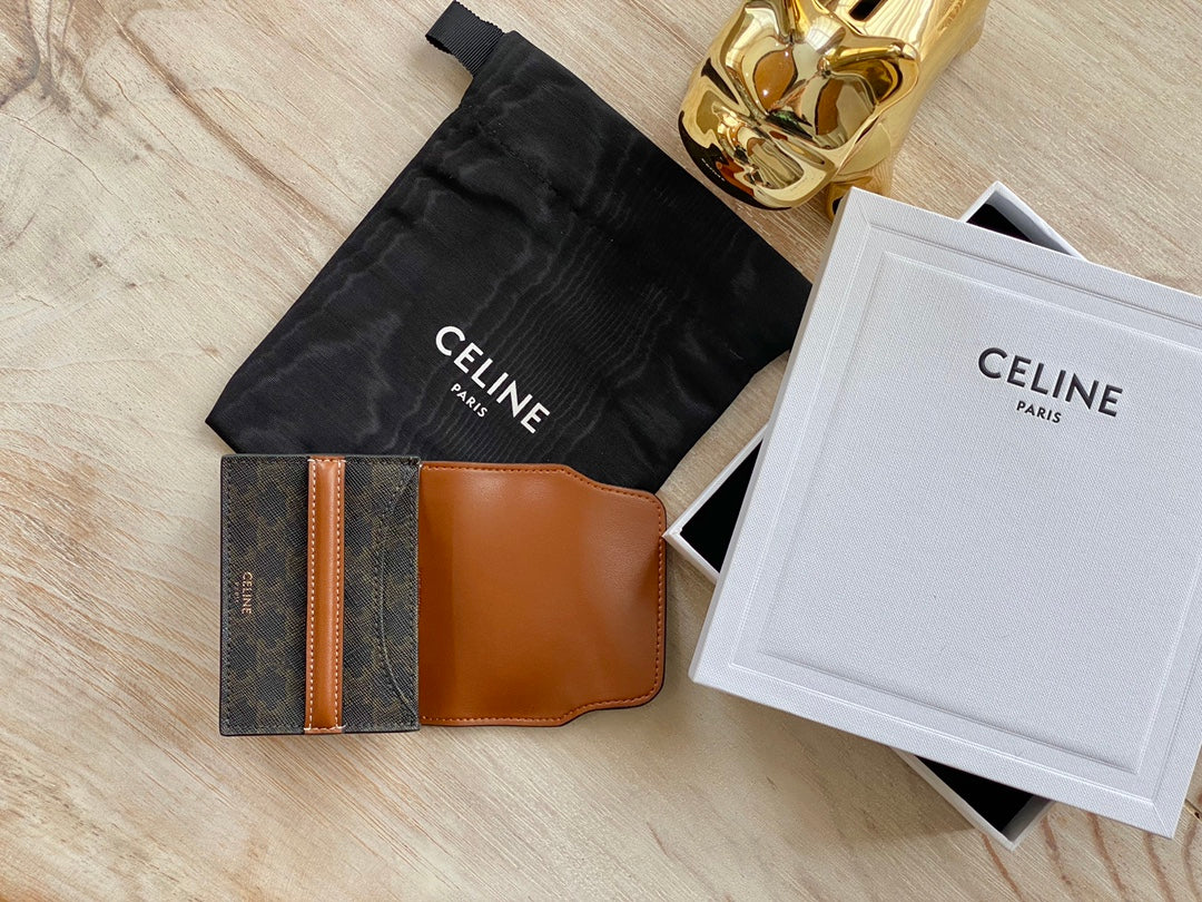 熱銷款 Celine TRIOMPHE人造革和羊皮革名片夾／卡包