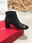 Salvatore Ferragamo鞋-馬蹄扣 粗跟短靴