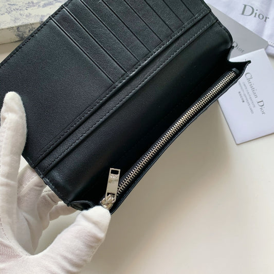 Dior 黑色提花帆布 男款長夾