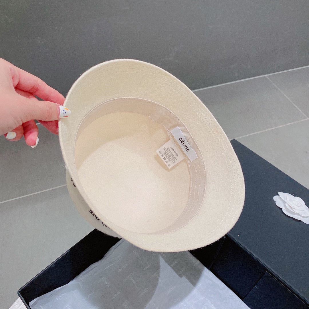 賽C家-羊毛盆帽 白色