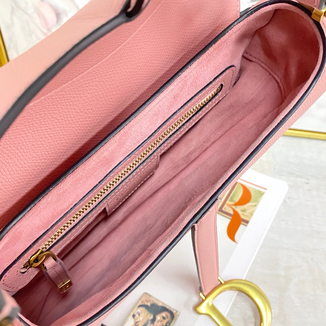 Dior Saddle 馬鞍包-手掌紋-大號糖粉色-25.5cm