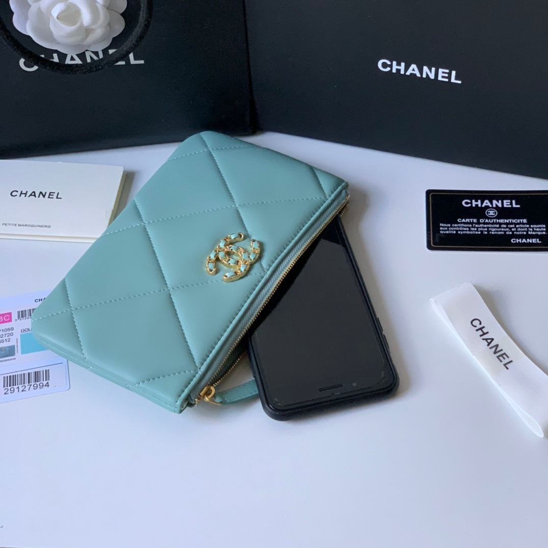 CHANEL 19系列小羊皮大格子零錢包