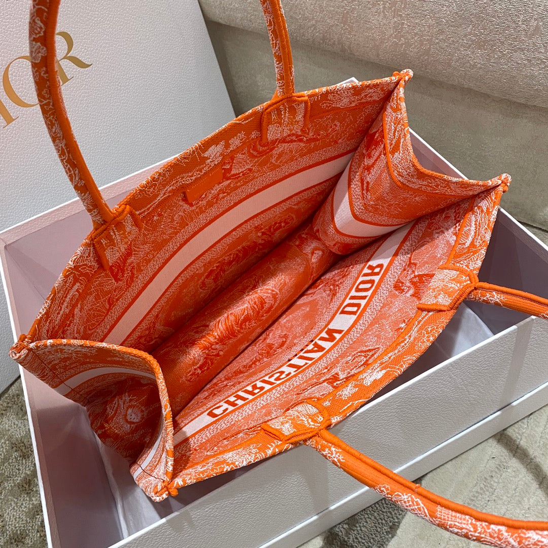 迪D家 Book Tote-中號36.5cm橘老虎