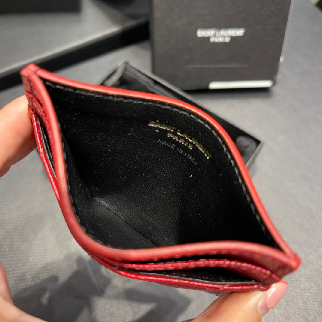 YSL卡包_紅色金扣