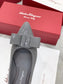 Salvatore Ferragamo鞋-菲拉格慕 Viva低跟尖頭 平底鞋 漆皮灰
