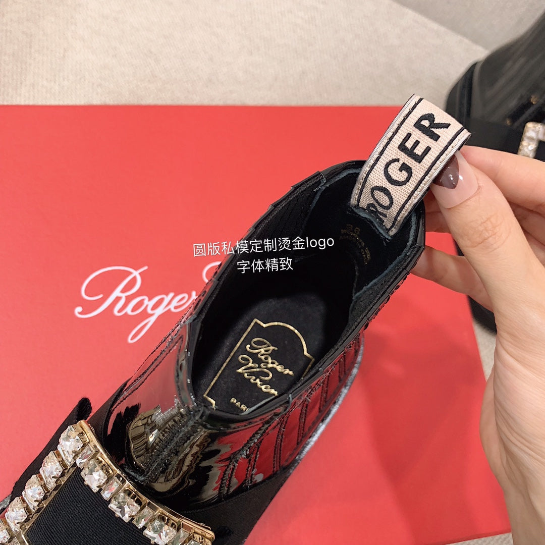 R方扣頭鞋-22SS 鑽扣短靴 黑色