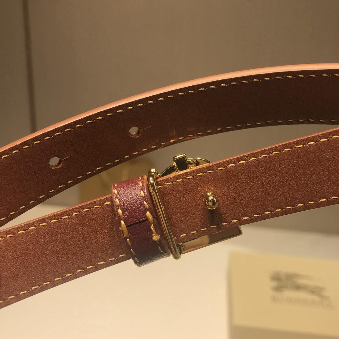 巴B家-咖色金扣皮帶-2.0cm