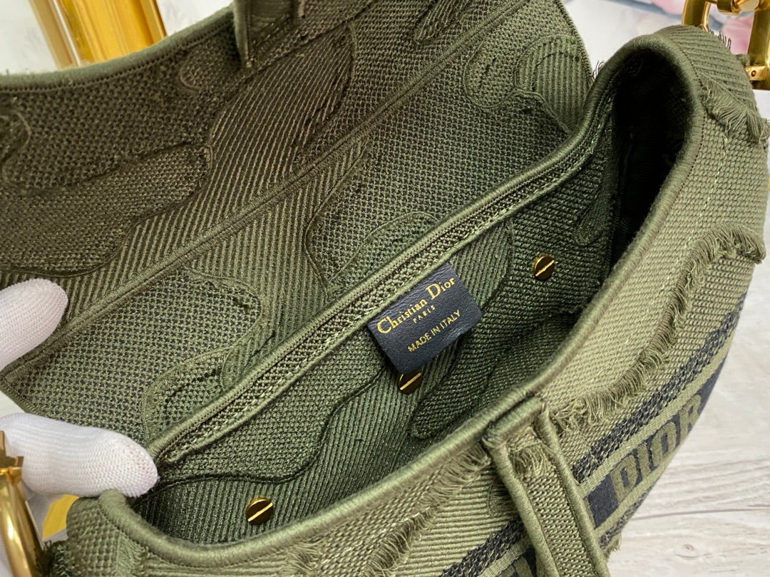 Dior Saddle 馬鞍包-刺繡-大號迷彩綠-25.5cm