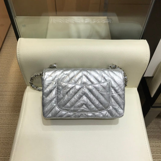 小香家-2018春夏 褶皺紋金屬皮 牛皮 CF包 20cm