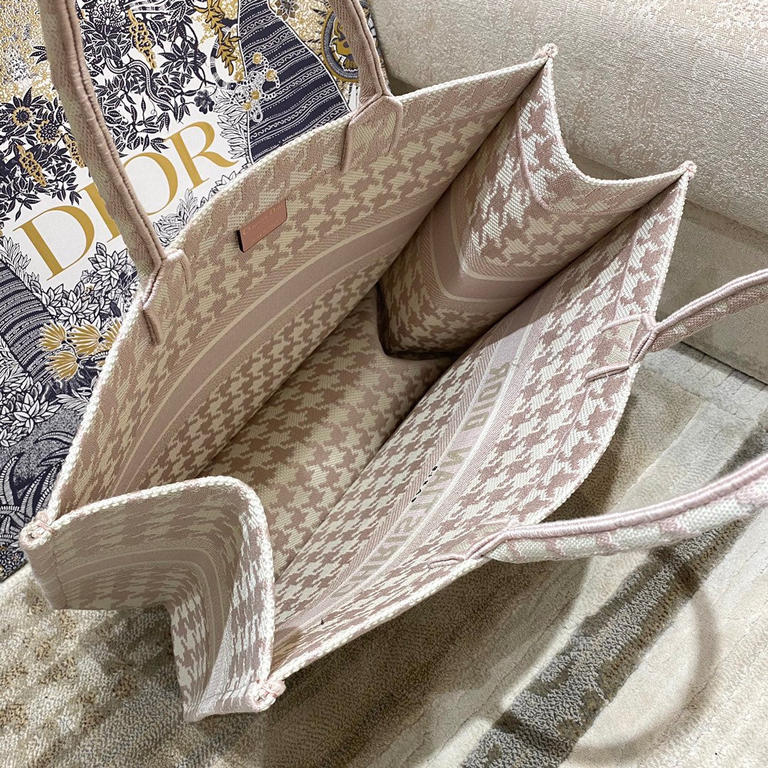 Dior Book Tote-大號41.5cm-粉色千鳥格