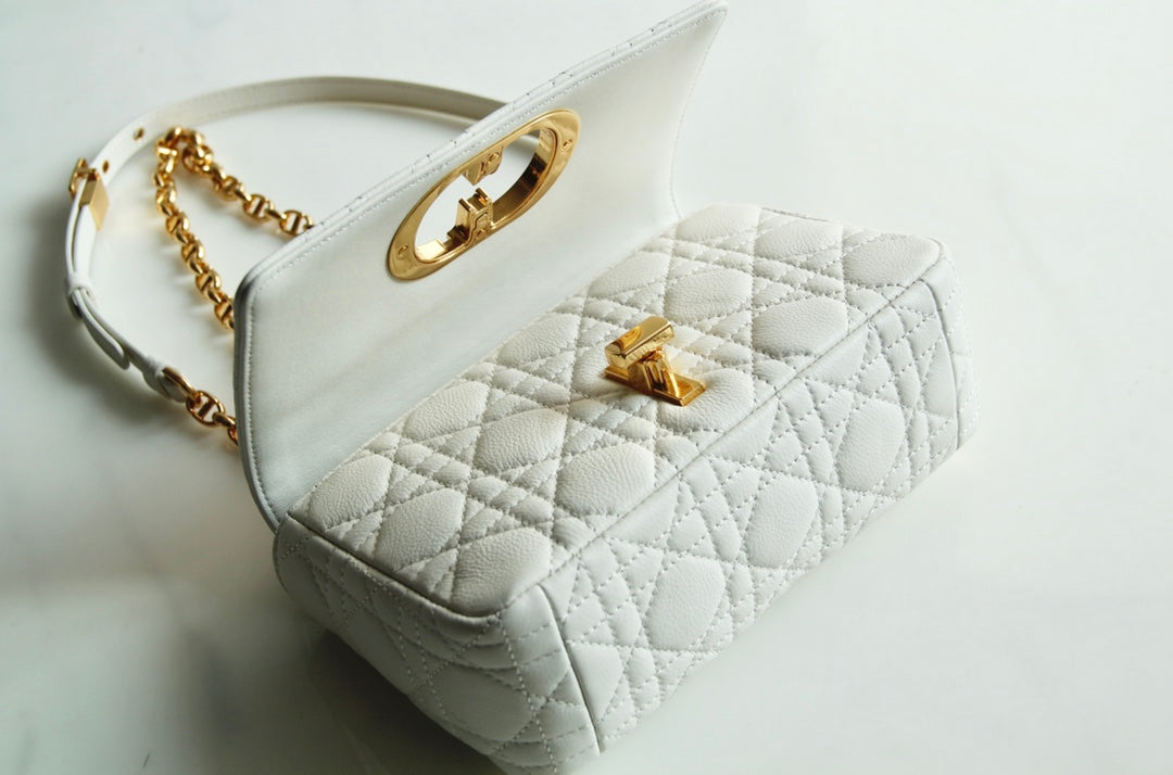 Dior Caro 小號20cm-白色小牛皮
