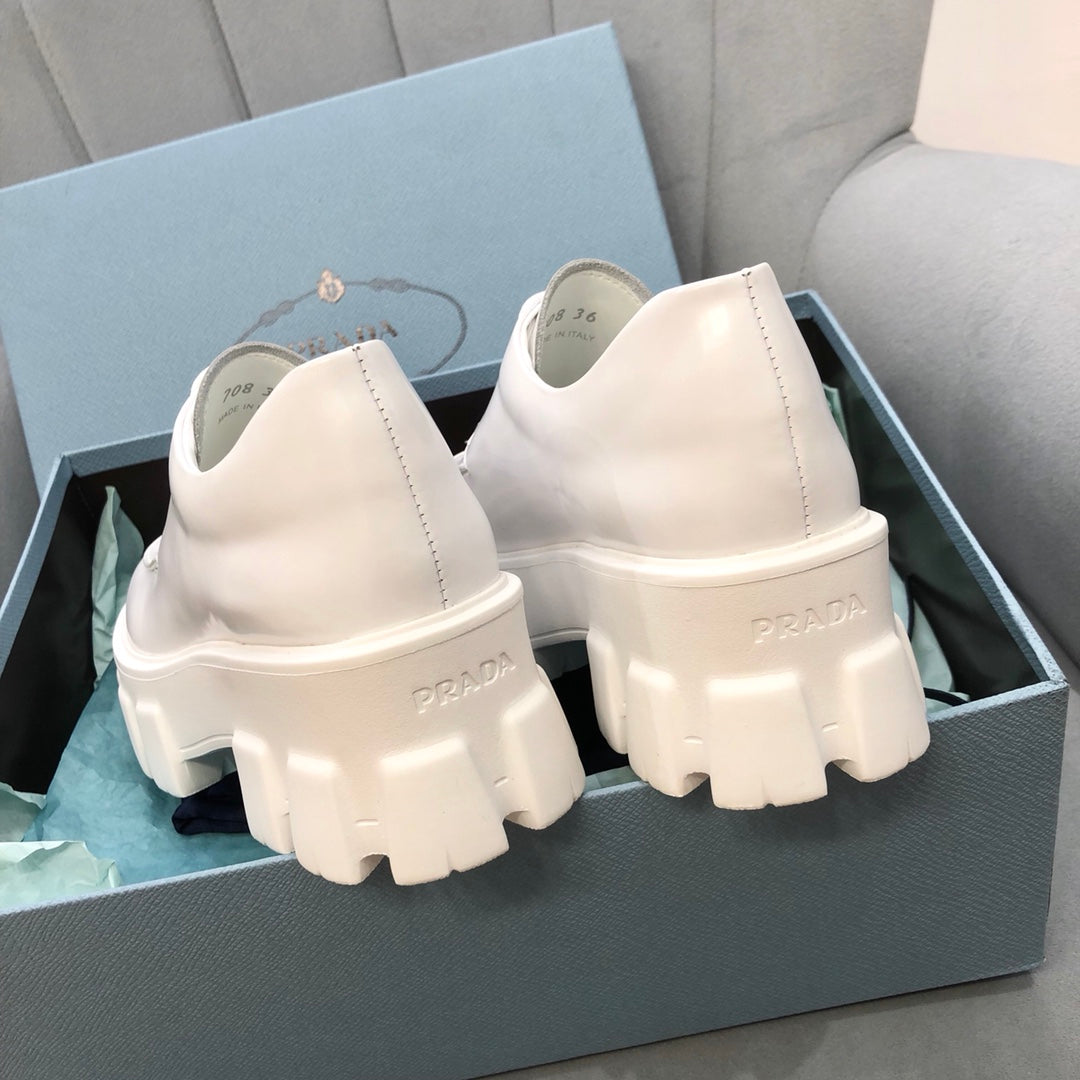 Prada鞋-Prada Monolith 厚底 鞋帶款 樂福鞋