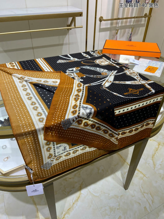 小愛款-王室鞍具圍巾 140*140cm 70%羊絨+30%真絲
