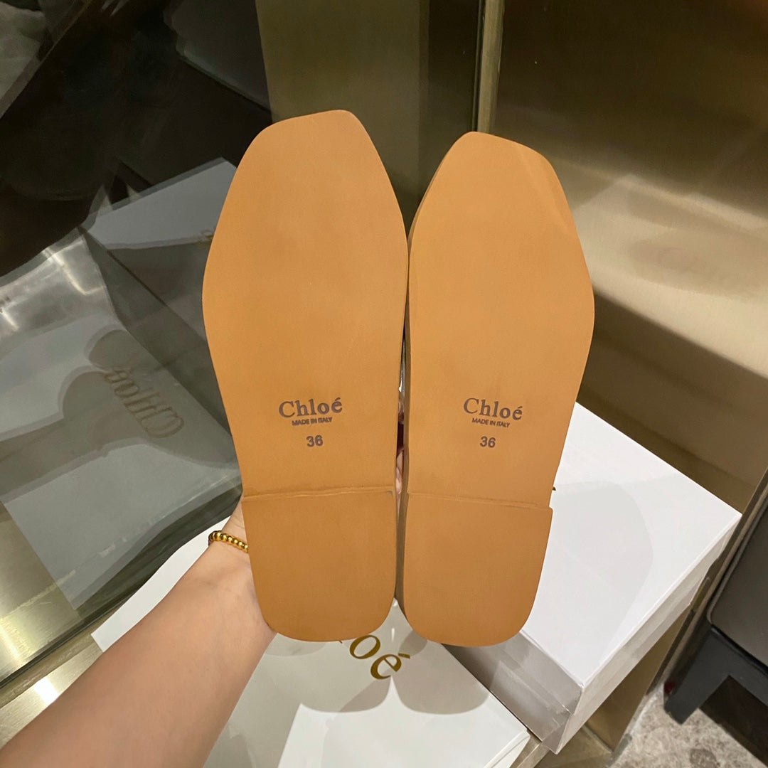 Chloe鞋-Chloe Woody Logo 拖鞋 白字
