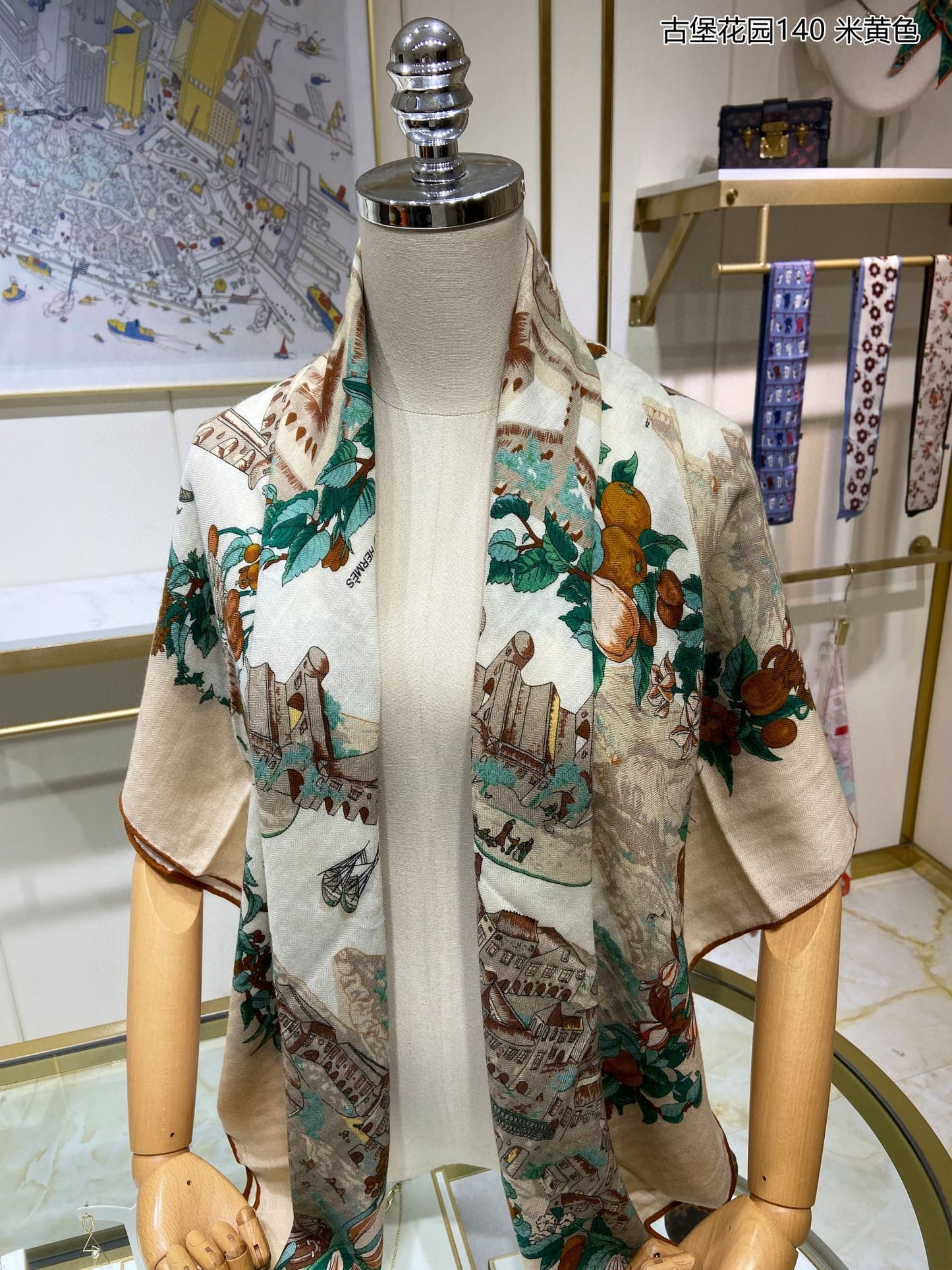 小愛款-古堡花園方形圍巾 140cm140cm 70%羊絨+30%真絲