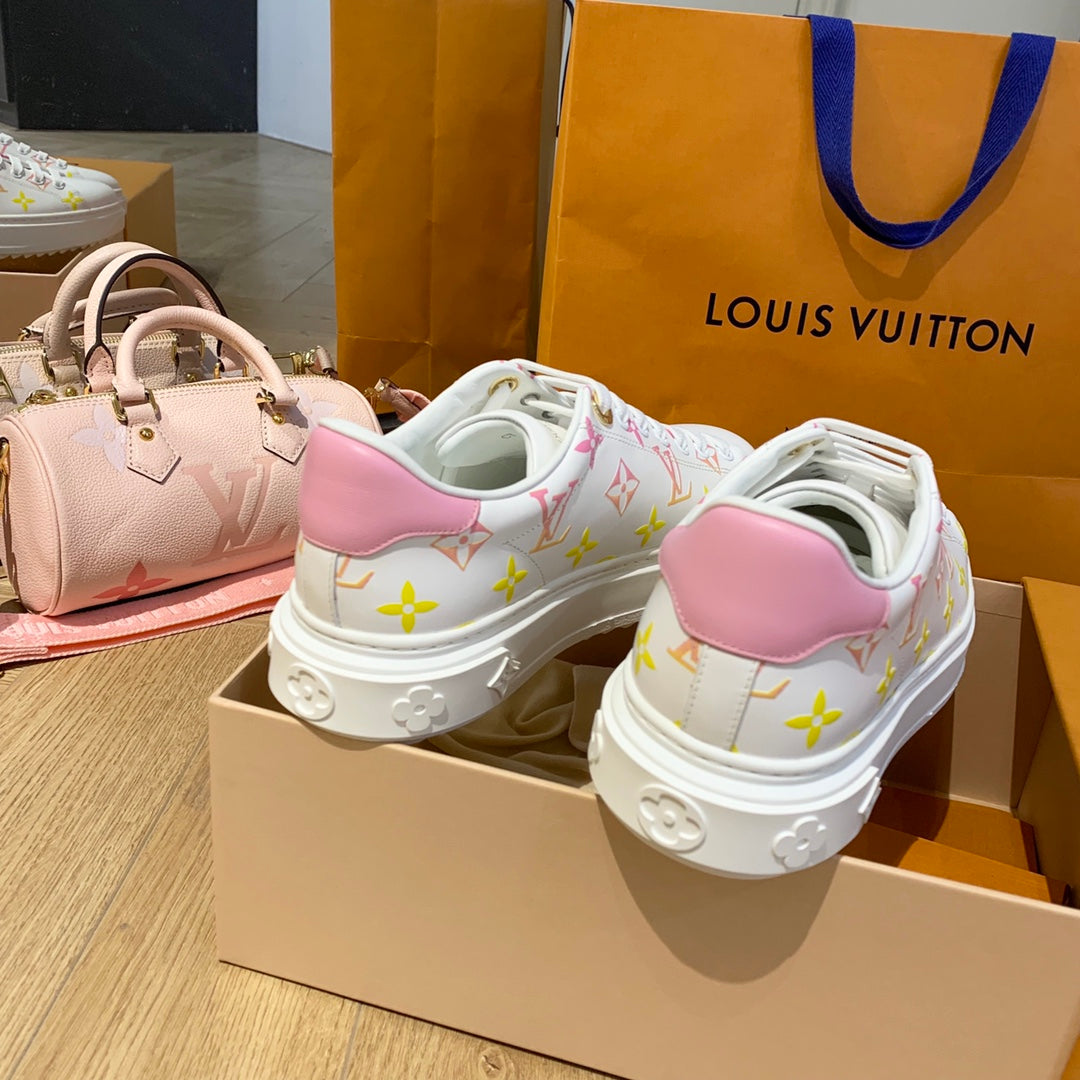 LV鞋-LV 小白鞋 粉黃漸層