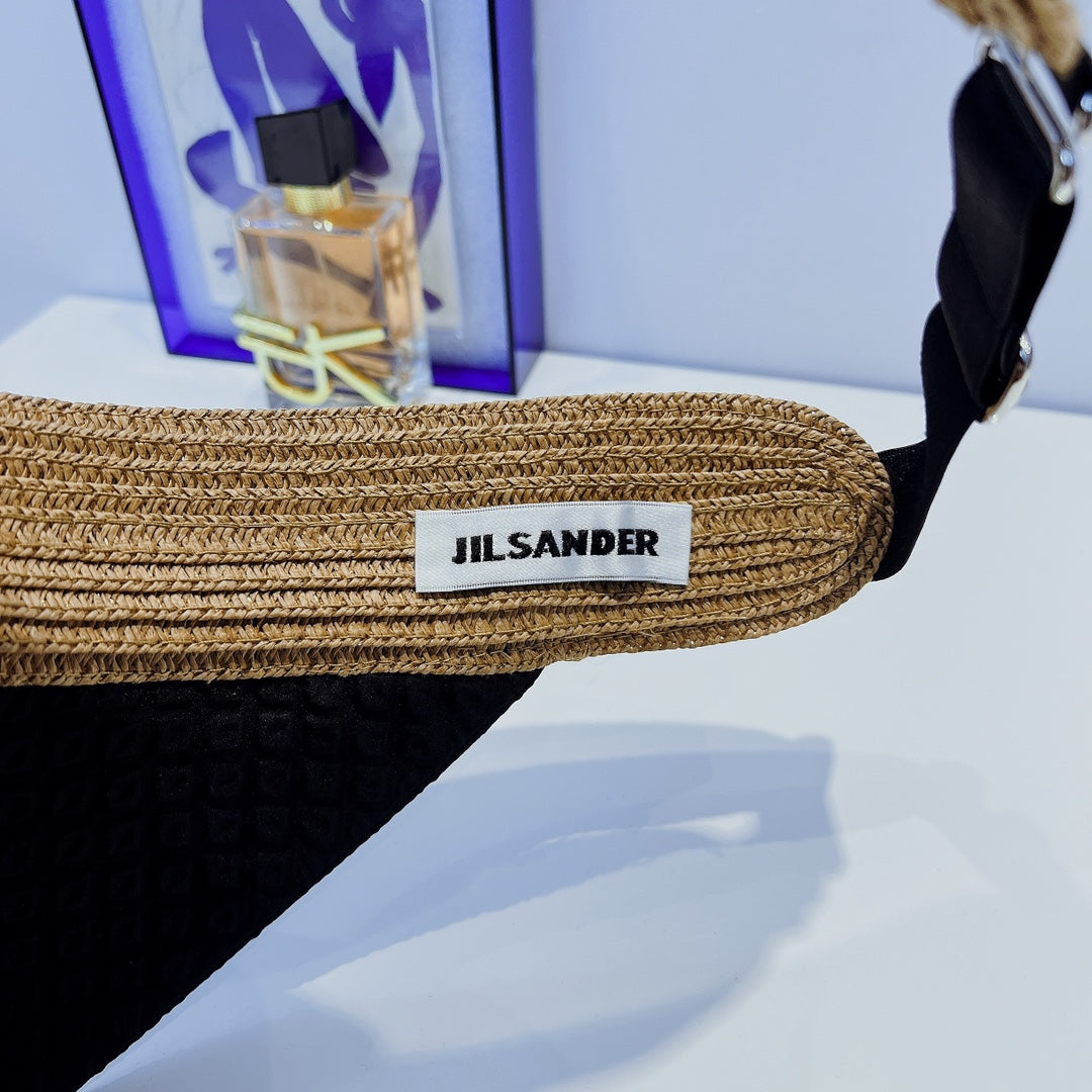 JIL SANDER 織帶拼接防曬帽