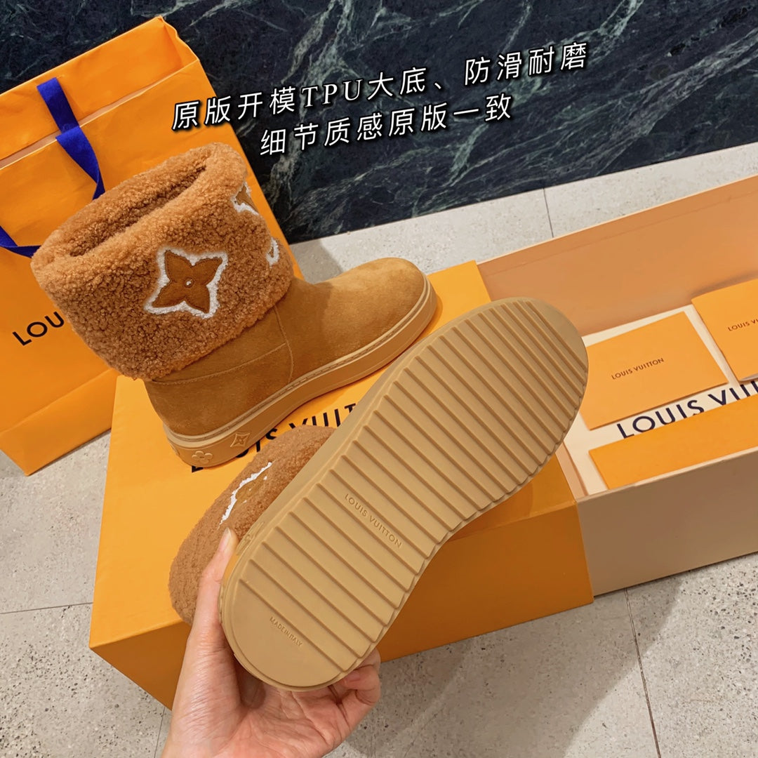 路L家-2022秋冬新款 真羊皮雪地靴 駝色