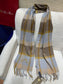 L-Piana-格子圍巾 30*168cm 100%羊絨 藍色