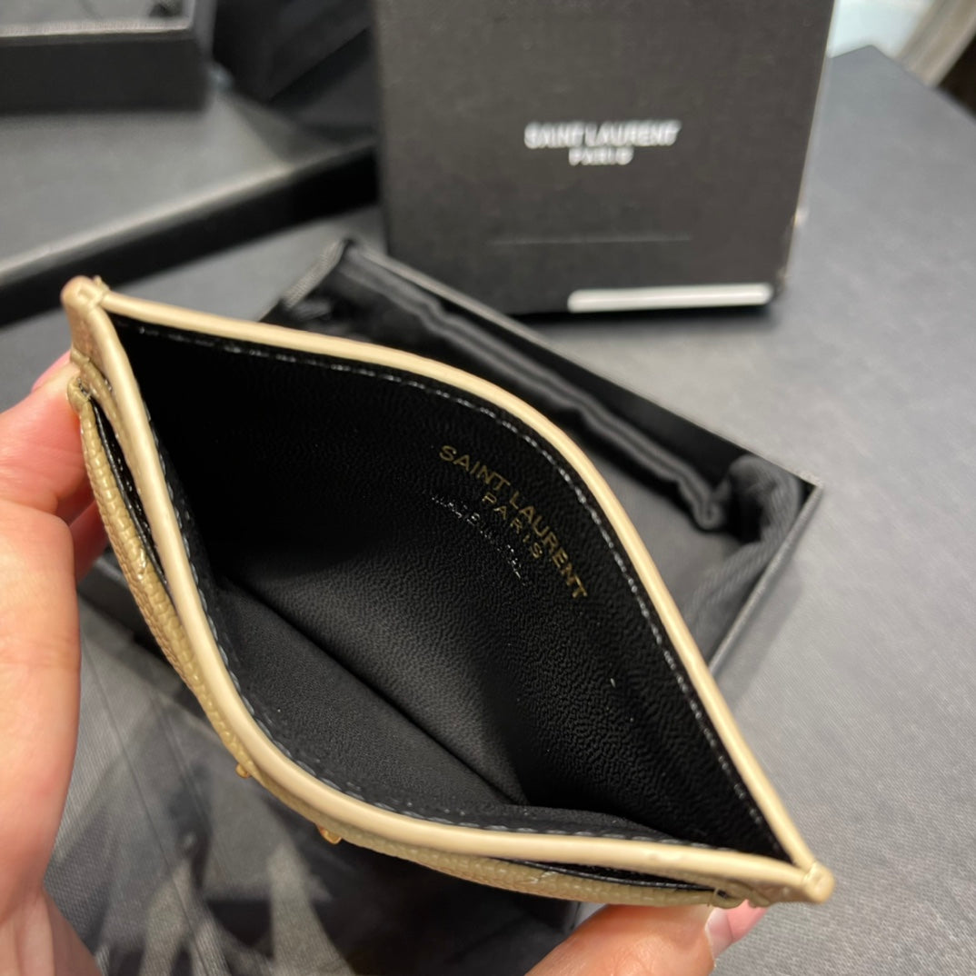 YSL卡包_杏色金扣