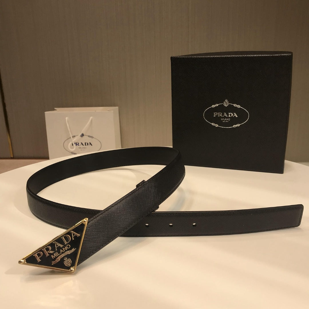 普P家-黑色金扣皮帶-3.0cm
