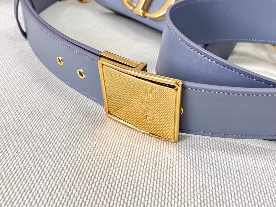 Dior 蒙田 Mini Box-平紋牛皮-金扣-17.5cm-藍色