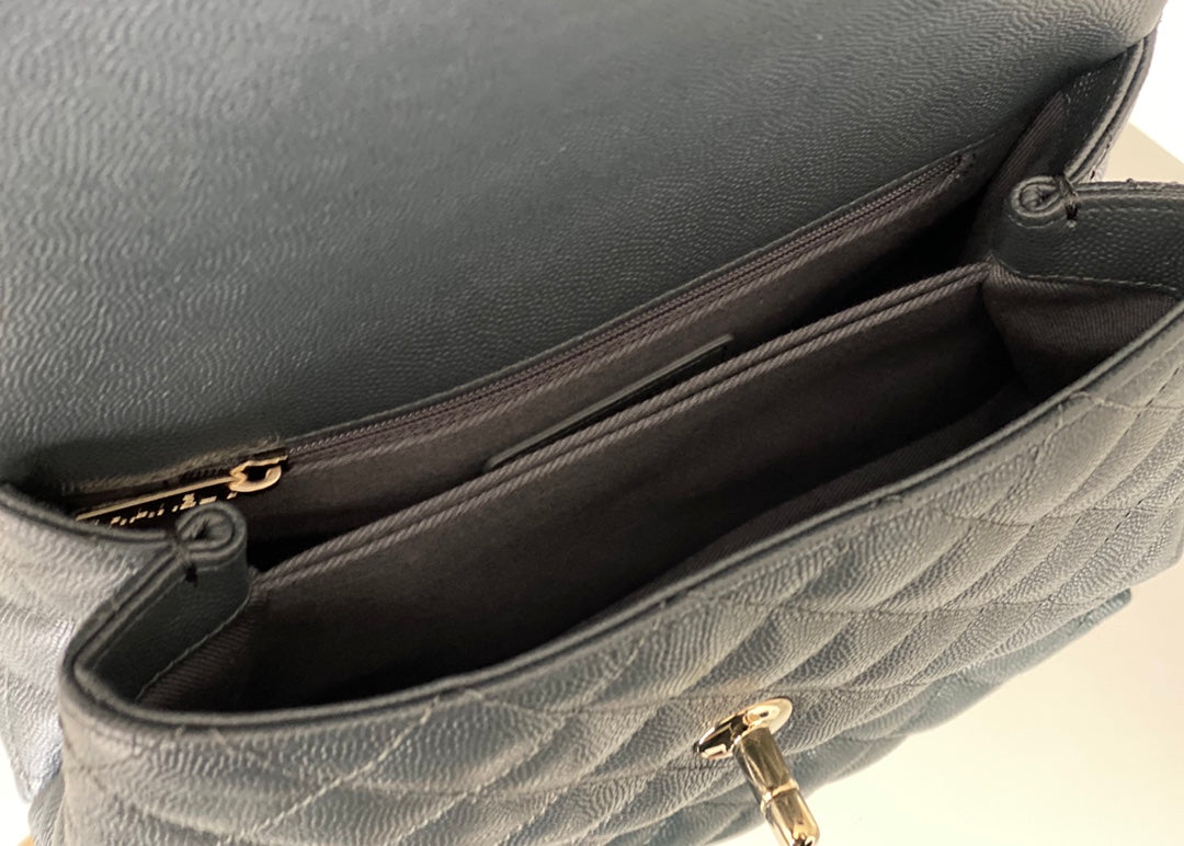 Chanel coco handle 小號-灰色香檳金扣