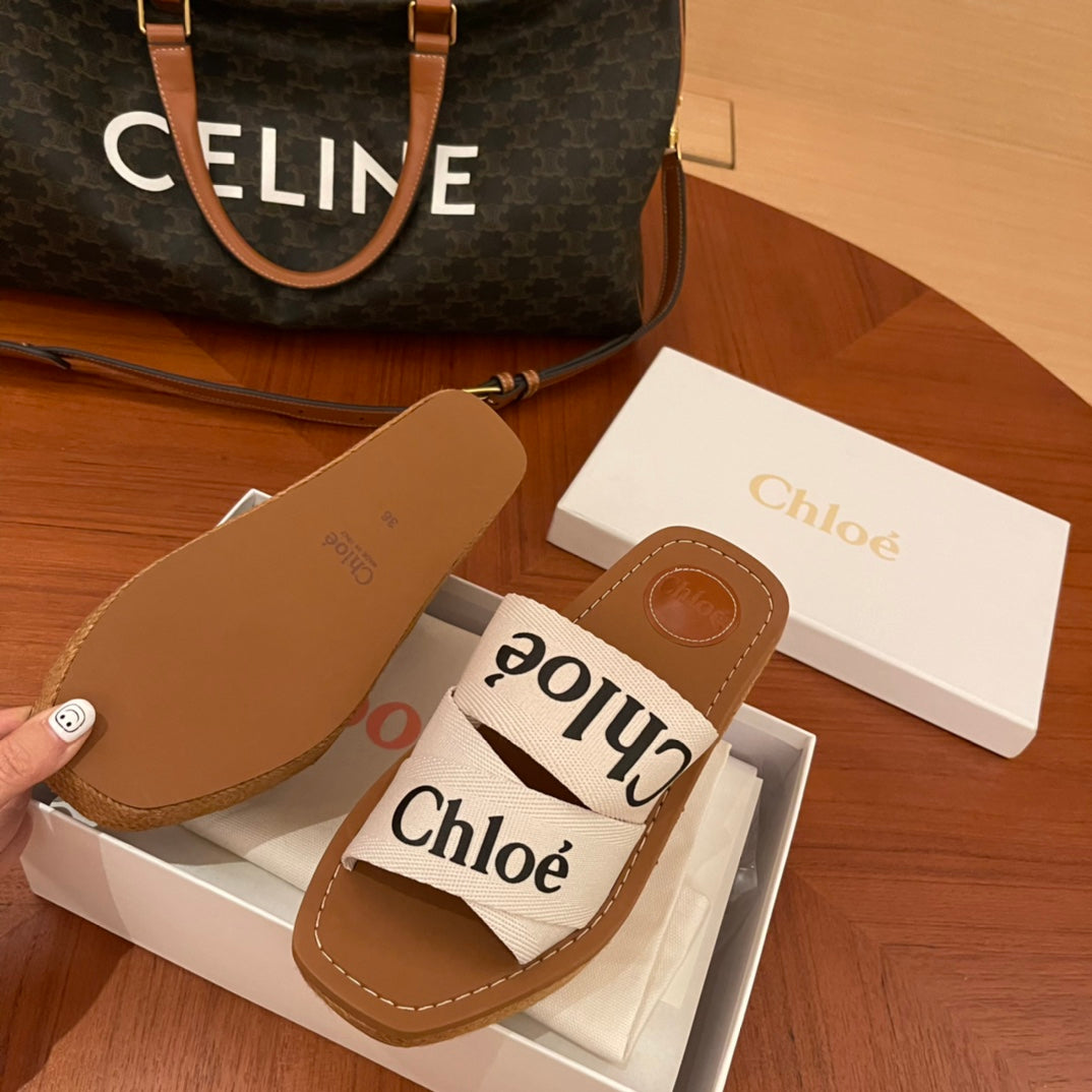 Chloe鞋-Chloe Woody Logo 厚底拖鞋
