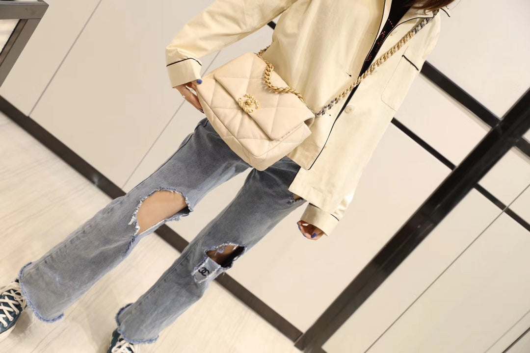 Chanel 19Bag-小號杏色